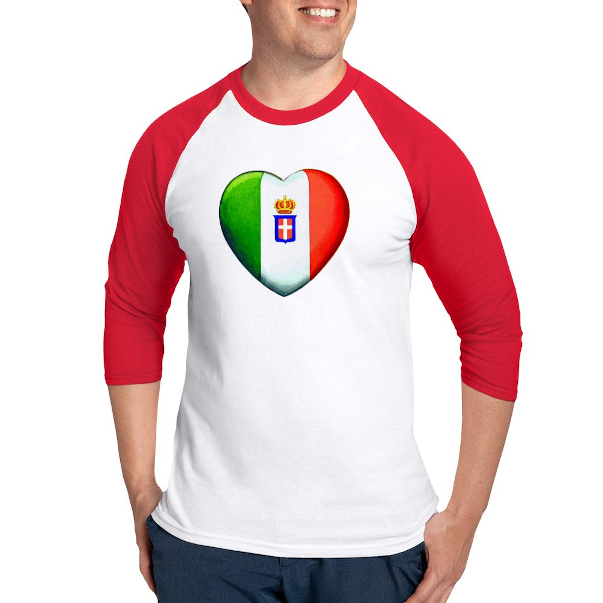 CafePress My Italian Heart Baseball Jersey Men's Cotton Baseball Jersey, 3/4 Raglan Sleeve Shirt Red/White
