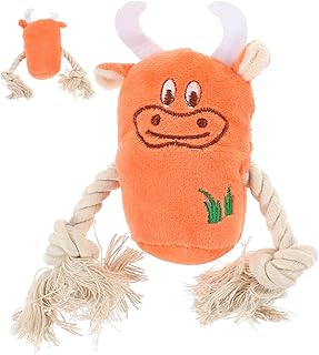 ABOOFAN Cow Squeaky Dog Toy, Pet Interactive Play Toy Stuffed Animal Dog Toy Pet Squeaky Toy Chew Toy