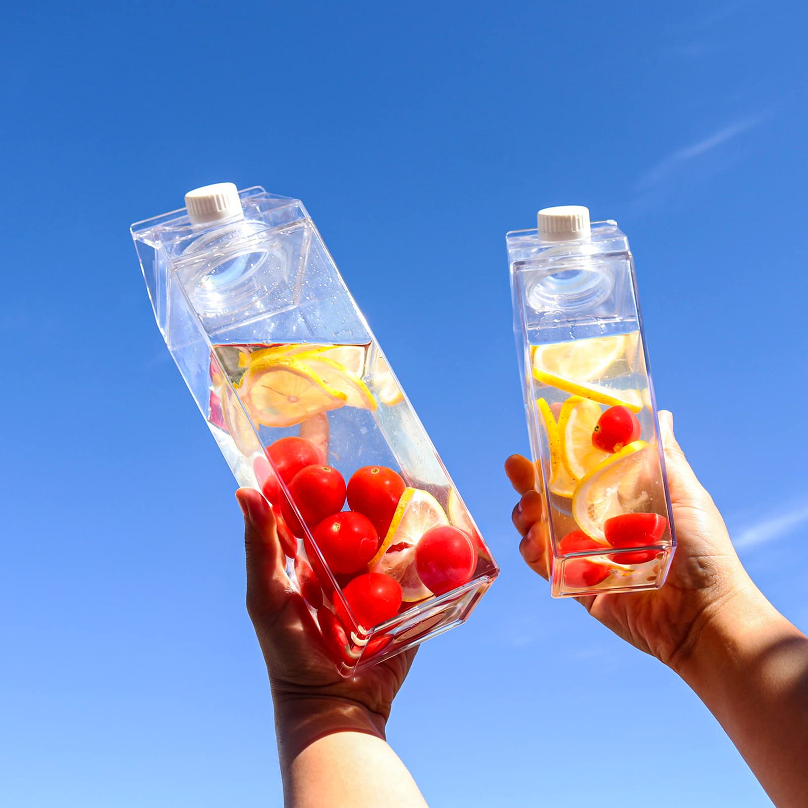 Bouteille Réutilisable Fahibin 2PCS Bouteille De Lait Transparent 500ML,Bouteilles D'eau En Carton De Lait, Pour Pique-Nique, Camping, Lait, Jus D'Orange Bouteille Pour Lait