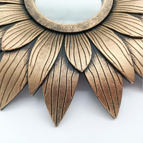 Miniatura 5 de Espejos retro dorados para pared, paquete de 1. Espejos redondos. Forma de girasol. Espejos decorativos. Espejos de pared para decoración del hogar.