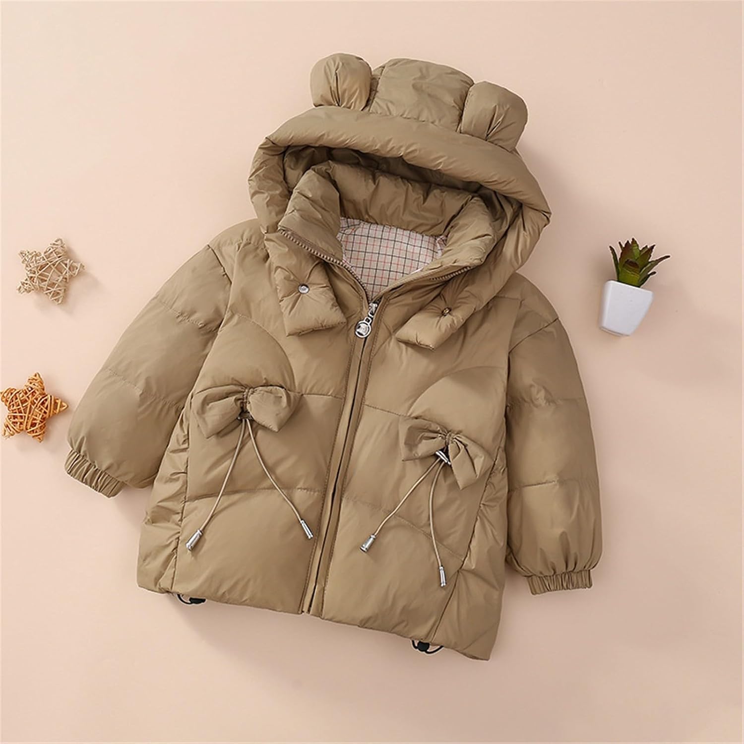 Toddler Winter Coats Boys Girls Puffer Jacket with Detachable Bear Hood Kids Thick Padded Down Jacket Coat Outerwear