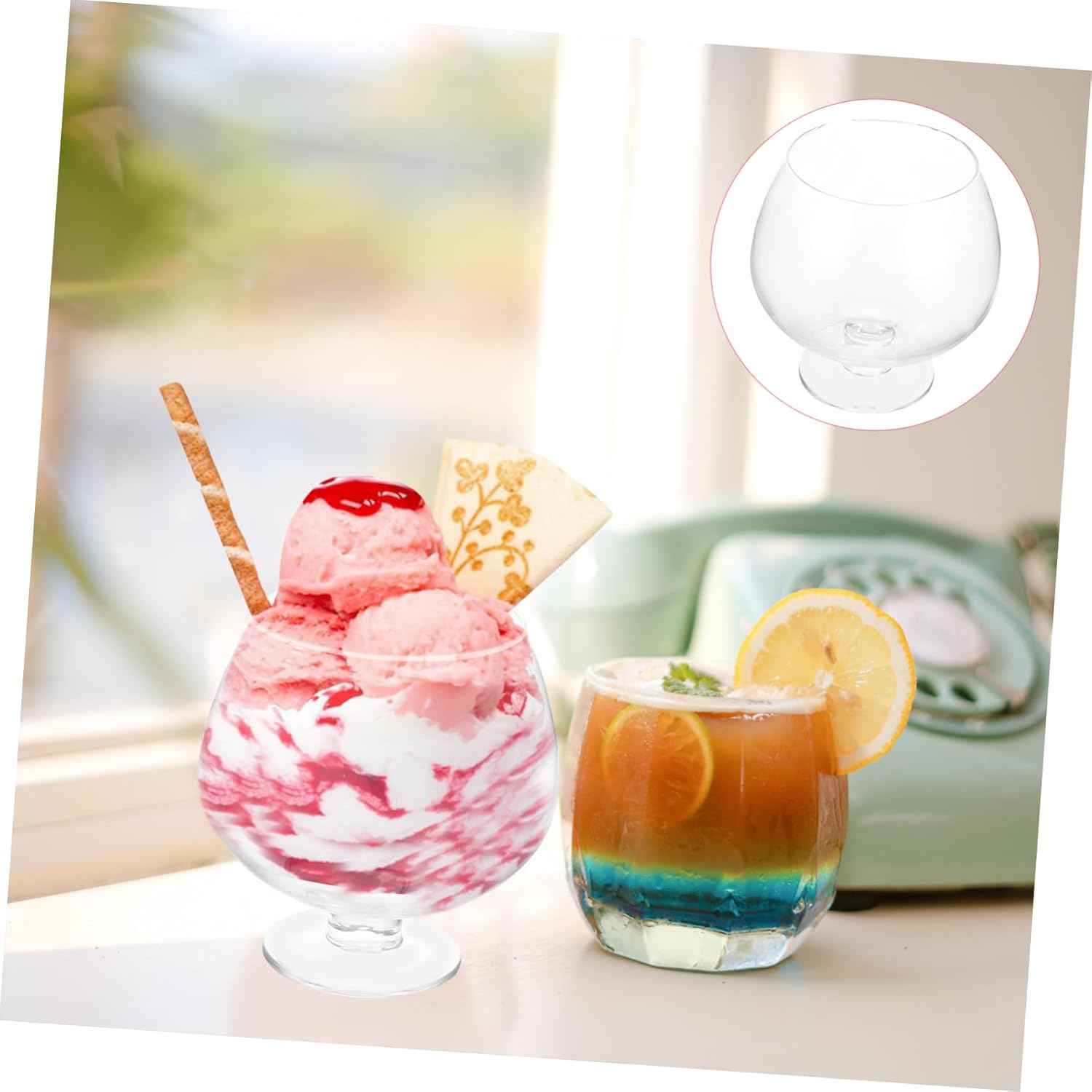 ABOOFAN Large Glass Dessert Goblet Footed Bowl for Ice Cream Fruit and Cake for Parties Bars and Ktv Reusable and Supply