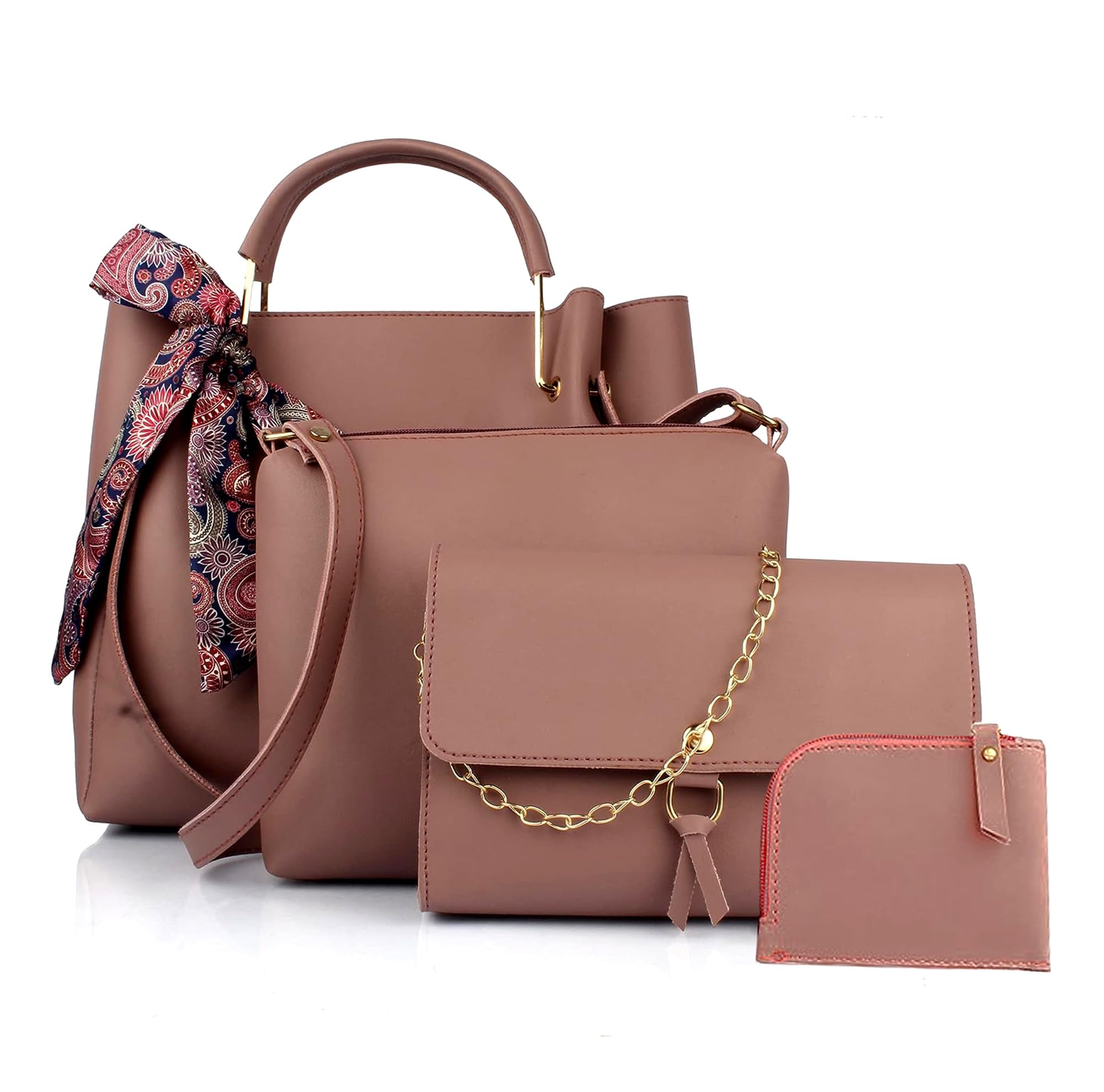 Mammon Womens Girls Handbags Combo (3ribn-tie) (Pink) (B09PDQMV89) Amazon Price History, Amazon Price Tracker