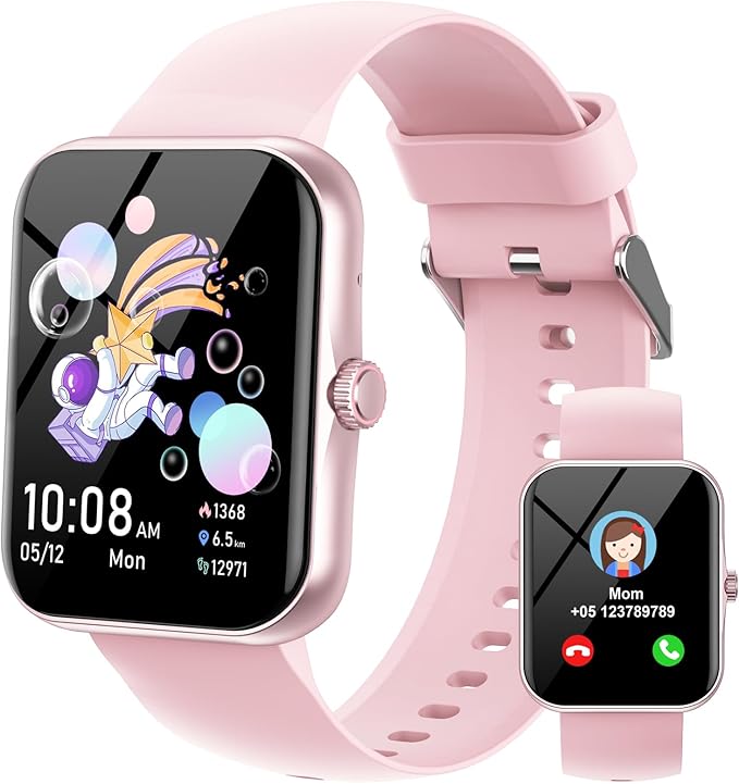 Ucani Reloj Inteligente Niños Niñas, 1,8" HD Smartwatch para Niño y Niña con Podómetro,100+ Modos Deporte, Monitor de Sueño, Despertador Pulsera Actividad para Adolescentes 5 a 16 Años Regalo, Rosa