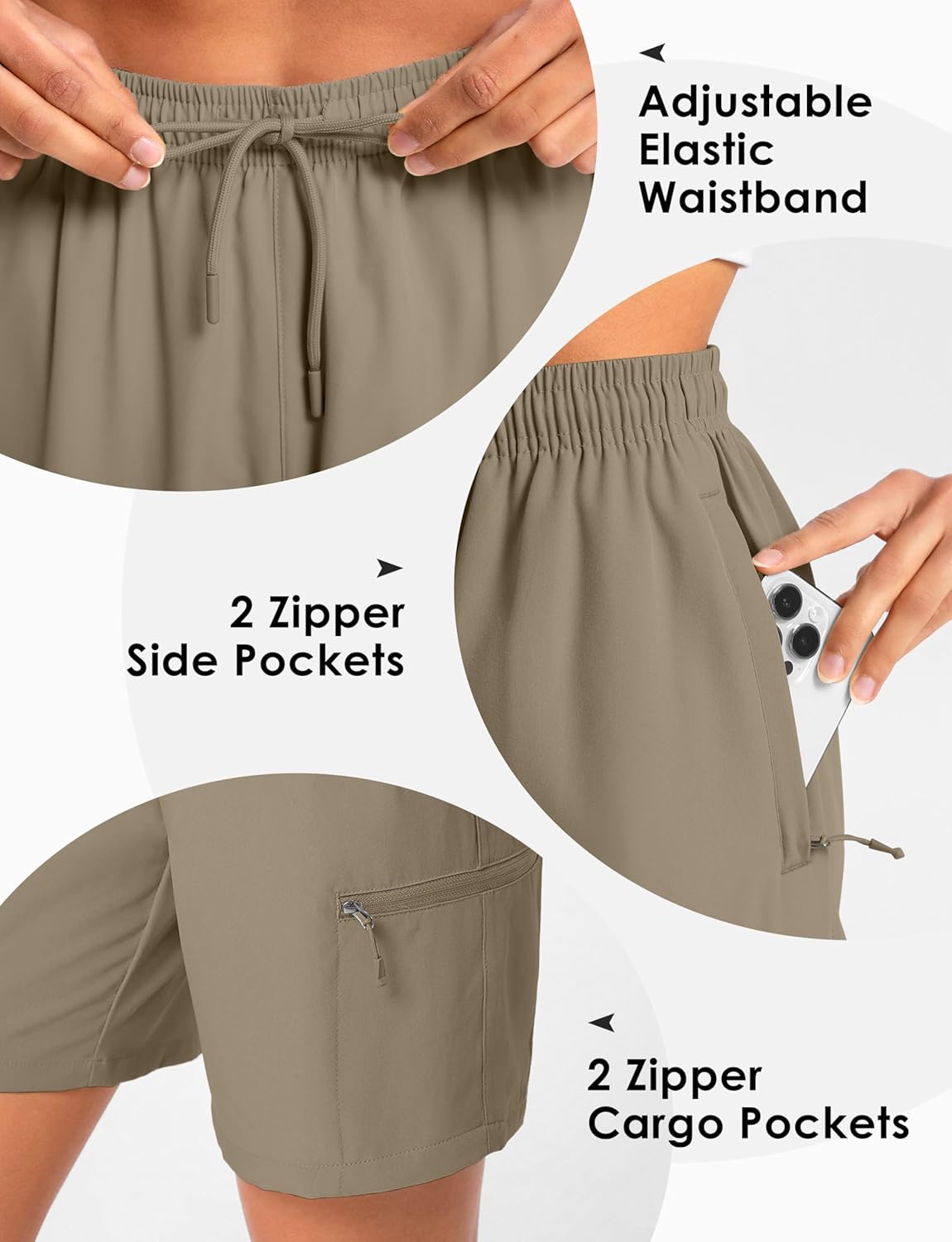 Women's 7"/9" Hiking Cargo Shorts Lightweight Stretch Quick Dry Athletic Golf Summer Bermuda Shorts for Women