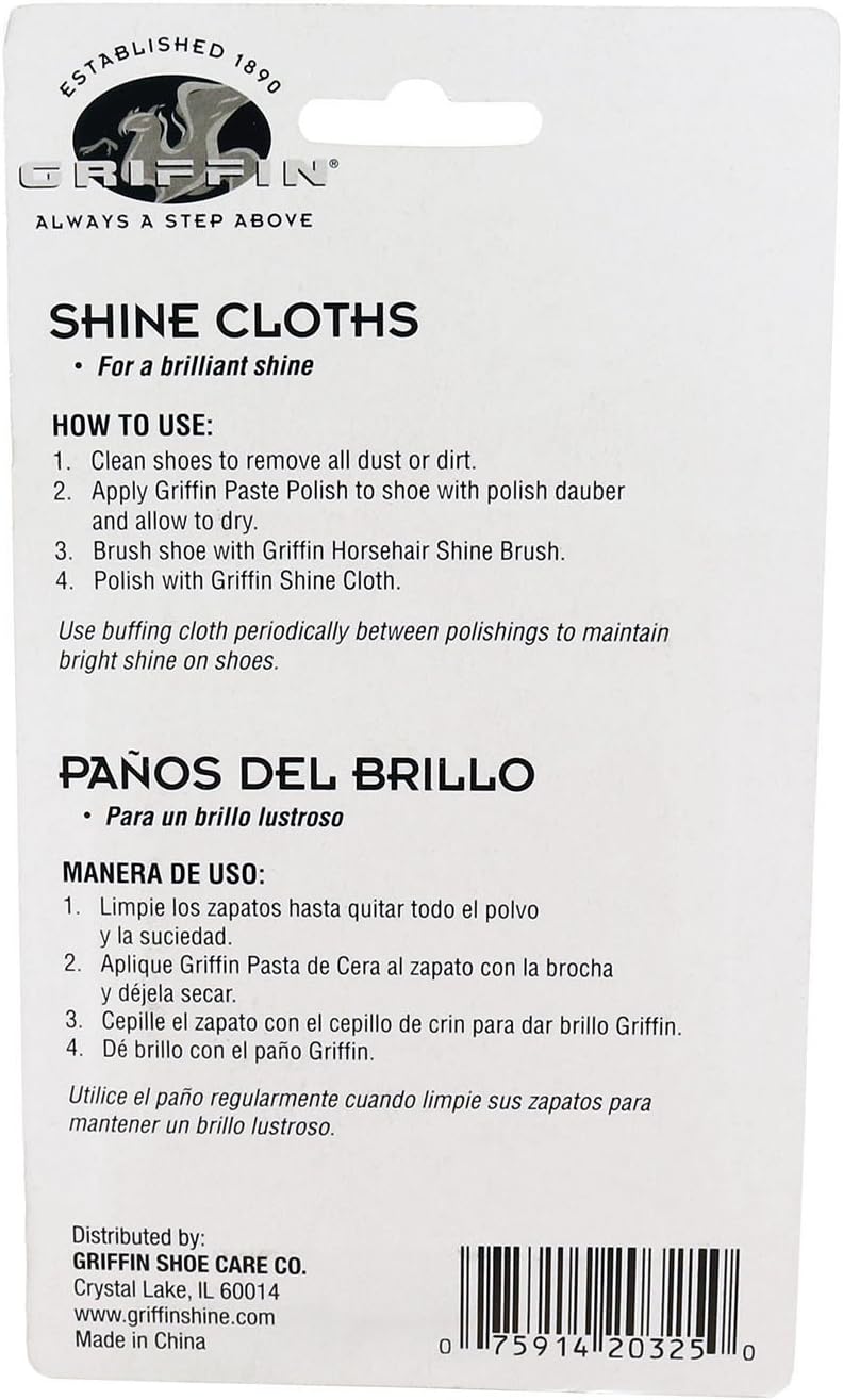 Griffin Shoe Care - Shine Cloths - Polishing and Buffing Multipurpose Wipes