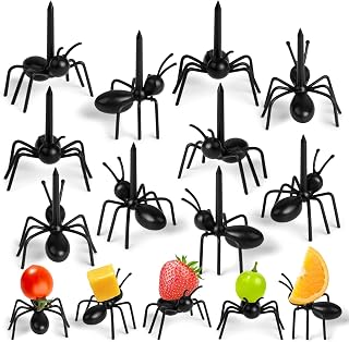 50 Pcs Ant Food Party Picks Cute Fake Ants Animal Fruit Toothpicks Snacks Dessert Forks for Bug Themed Birthday Picnic Halloween Christmas Party Supplies