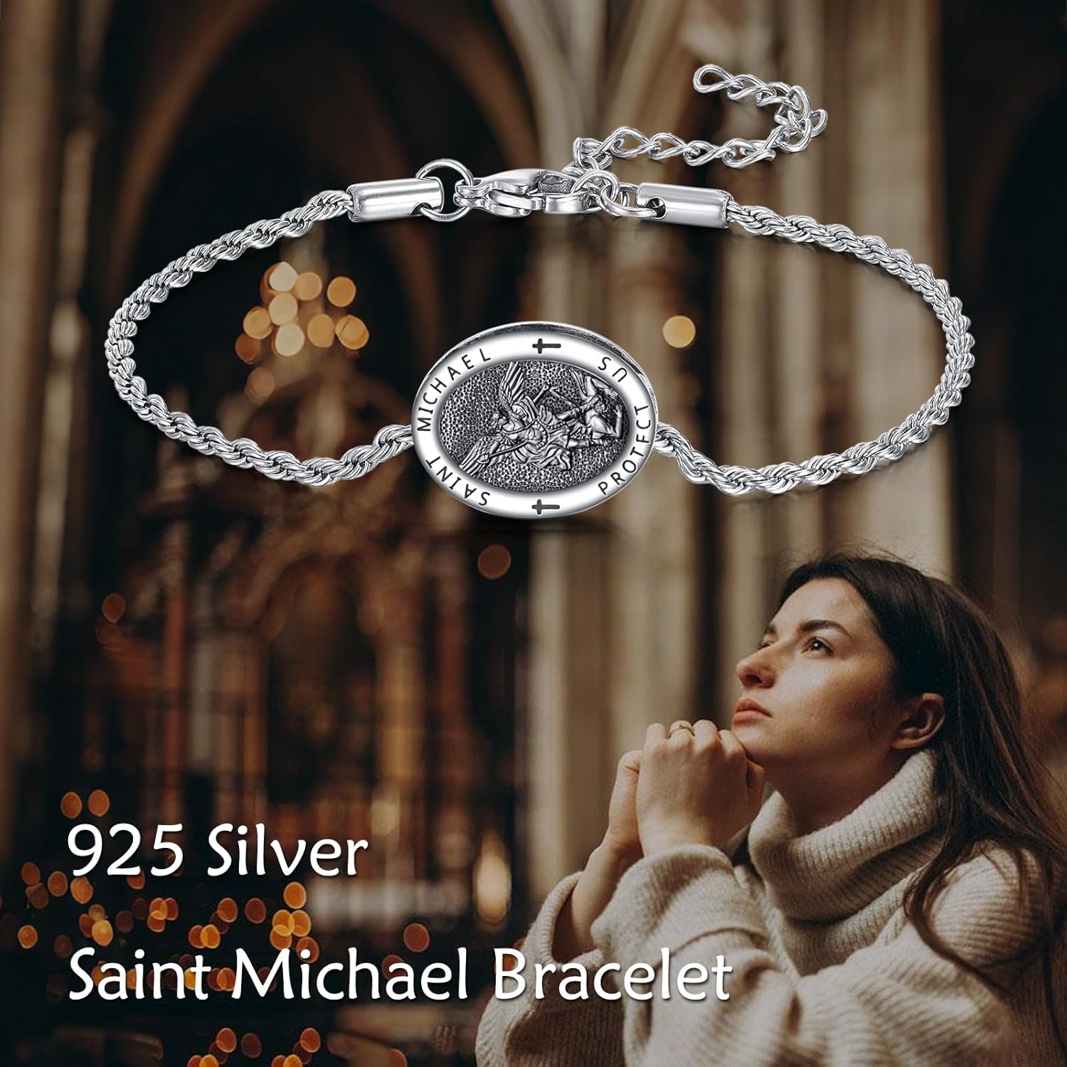 St Michael/Brendan/Joseph Bracelet 925 Sterling Silver Religious Protector Bracelet Saint Jewelry Religious Gifts for Men Women - Image 6