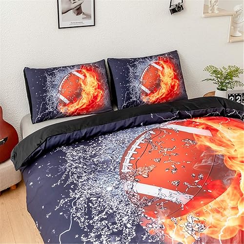 Miniatura 10 de Juego de ropa de cama deportiva 3D de baloncesto para adolescentes y niños, juegos de funda de edredón con fundas de almohada, tamaño individual XL,