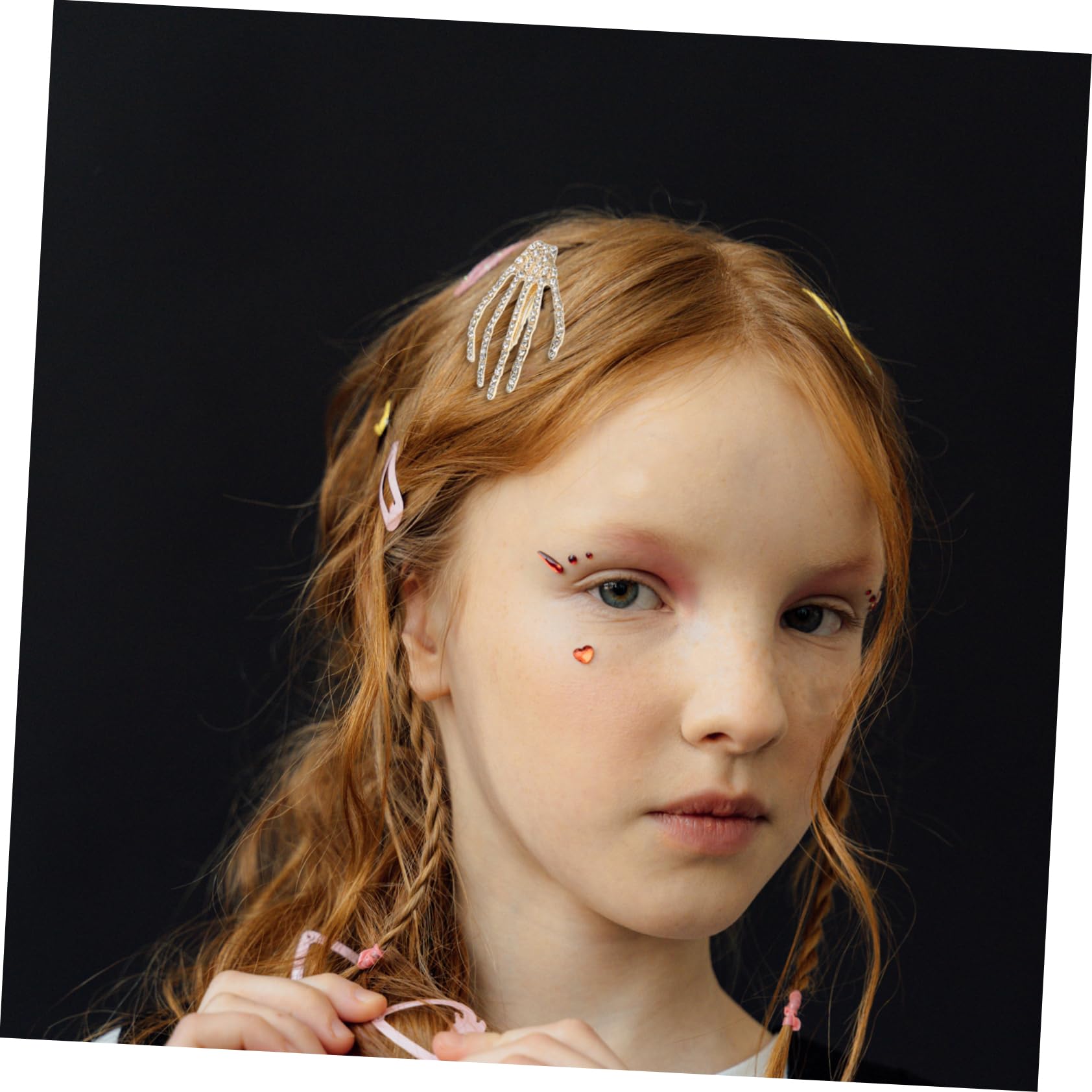 FRCOLOR 10 Sets Elegante Gothic Hand Haarspange Strass Jungen Und Mädchen Haarschmuck Für Halloween Und Dekorationen 4 Stück * 10