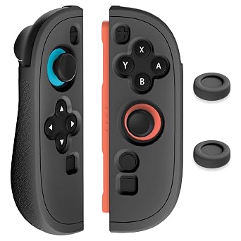 GLDRAM Case for Nintendo Switch 2 Joycon Controller, Soft Silicone Skin Protective Cover Shell with 2 Thumb Grips for Joycon 2 - Black