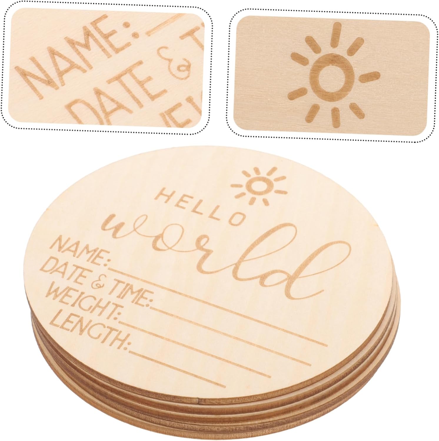 Milisten 5pcs Birth Announcement Sign for Newborn Wooden Cards Name Weight Welcome Sign