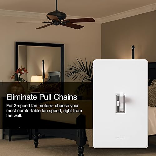 Miniatura 4 de Lutron Toggler Control de ventilador de 3 velocidades, 1.5 A de un solo polo3 vías TGFSQ-FH-IV, marfil