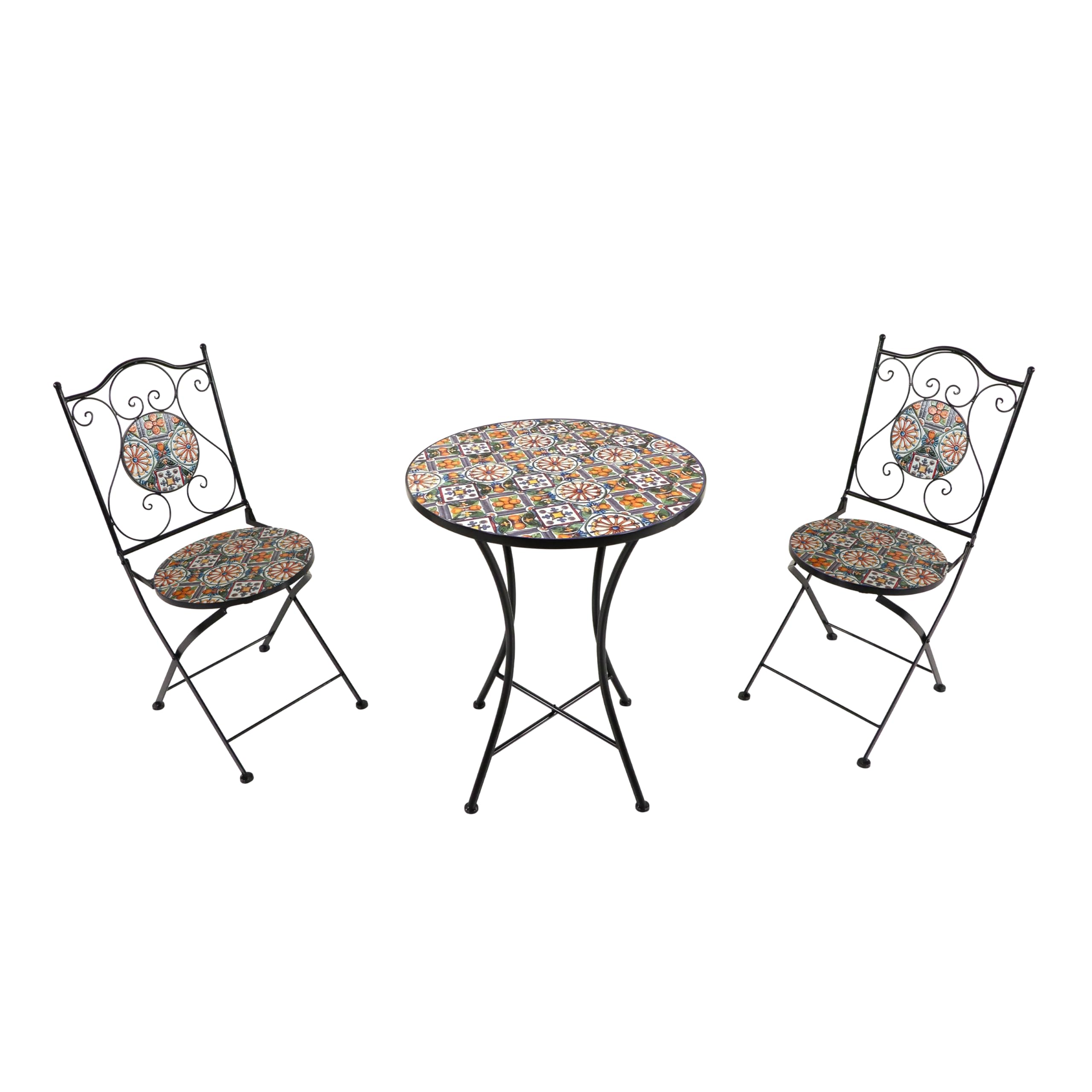 AXI Amélie Bistro Set, 2 Chairs 1 Table, Garden Bistro Set Mosaic Casa del Sol - Bistro Table and Chair, Outdoor Bistro Setting for Garden/Balcony/Terrace