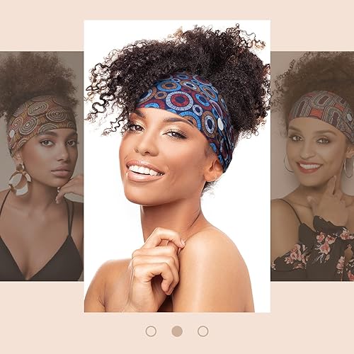 Miniatura 6 de Chuangdi 6 diademas con botones para máscara, turbante de nudo bohemio africano, diademas elásticas para enfermeras, accesorios para el cabello de