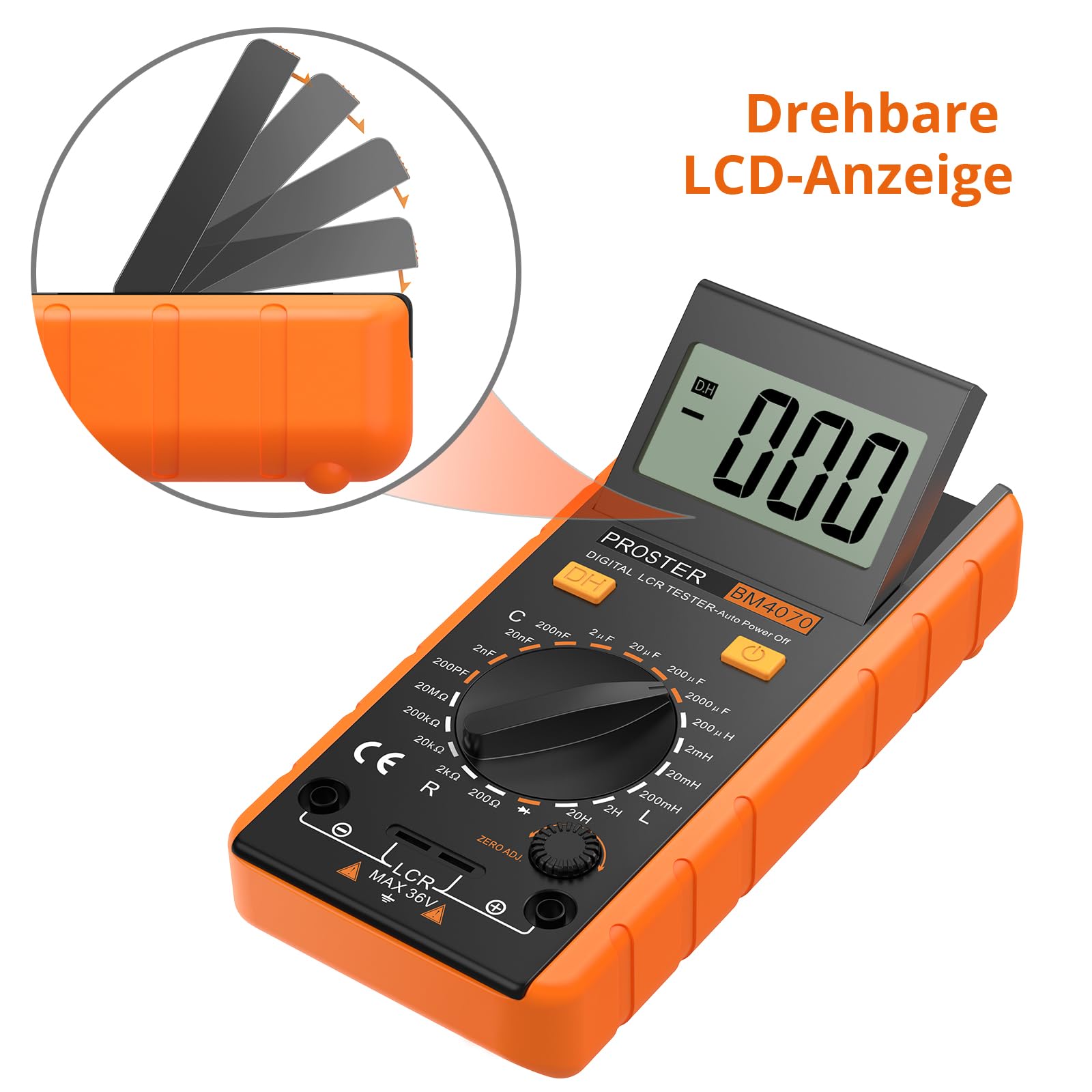 Proster LCR-Messgerät LCR-Multimeter Tester Kapazität, Widerstand, Induktivität Messgerät mit LCD-Display und Überbereichsanzeige - Präzise, Tragbar, für Elektronik, Labor und Heimwerker (Rot)