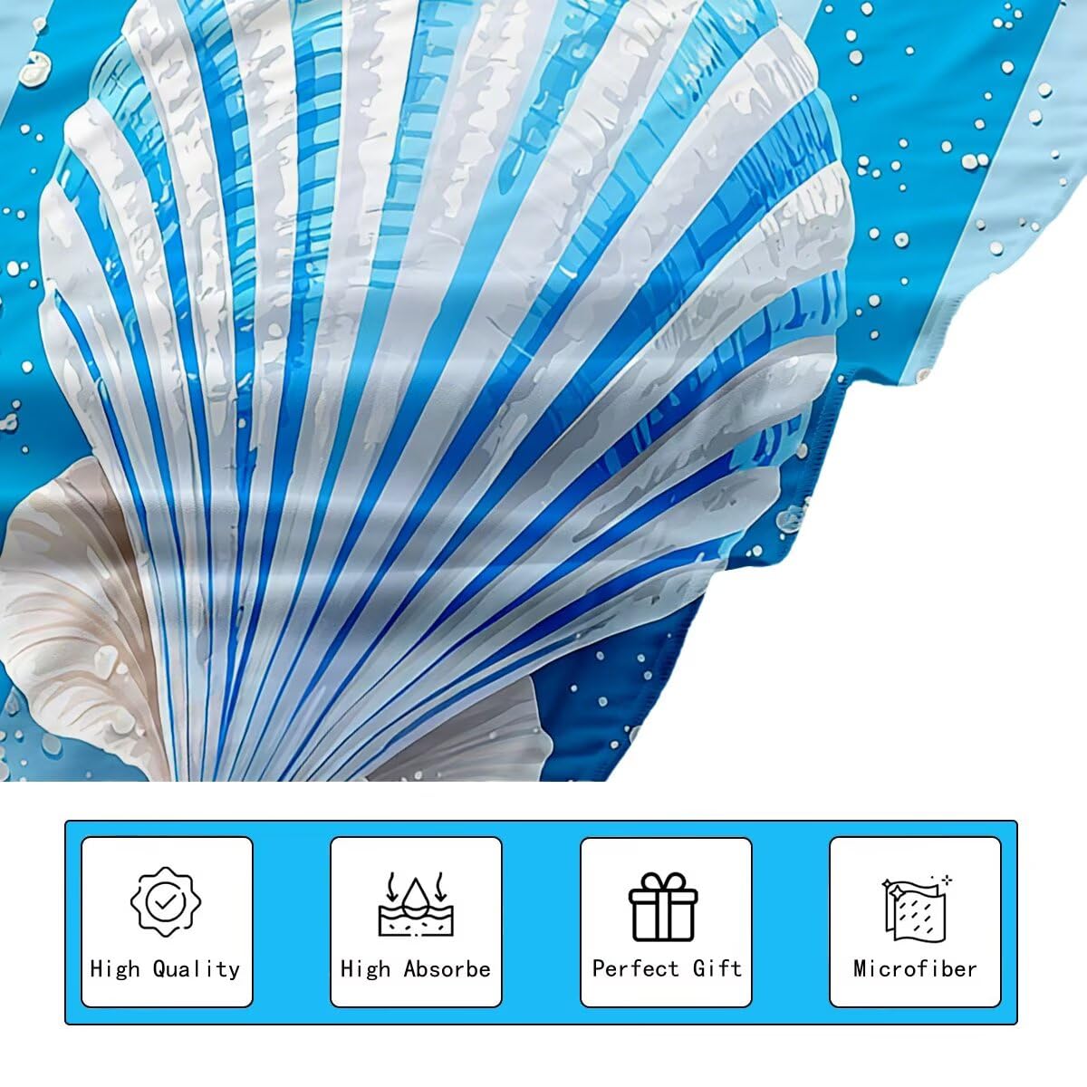 Telo Mare Microfibra, Telo Mare Grande 90x200cm 2 Pezzi, Asciugamano Palestra Donna Asciugatura Rapida, Antisabbia Asciugamano Microfibra, Leggero Asciugamani Palestra per Regalo (Conchiglia) -4188