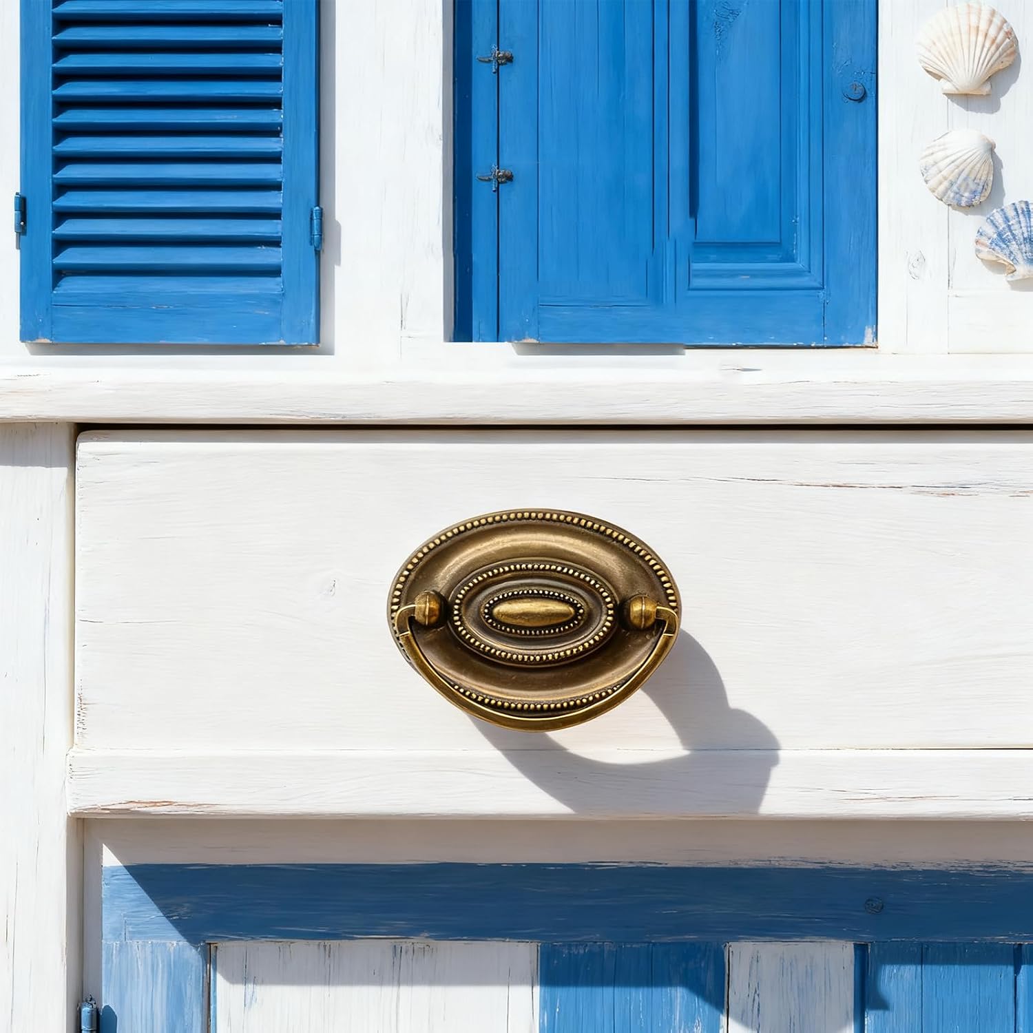 4 PCS Antique Cabinet Ring Pull,Oval Drop Swing Handles Cabinet Knob Vintage Pulls Drawer Handles for Cabinets