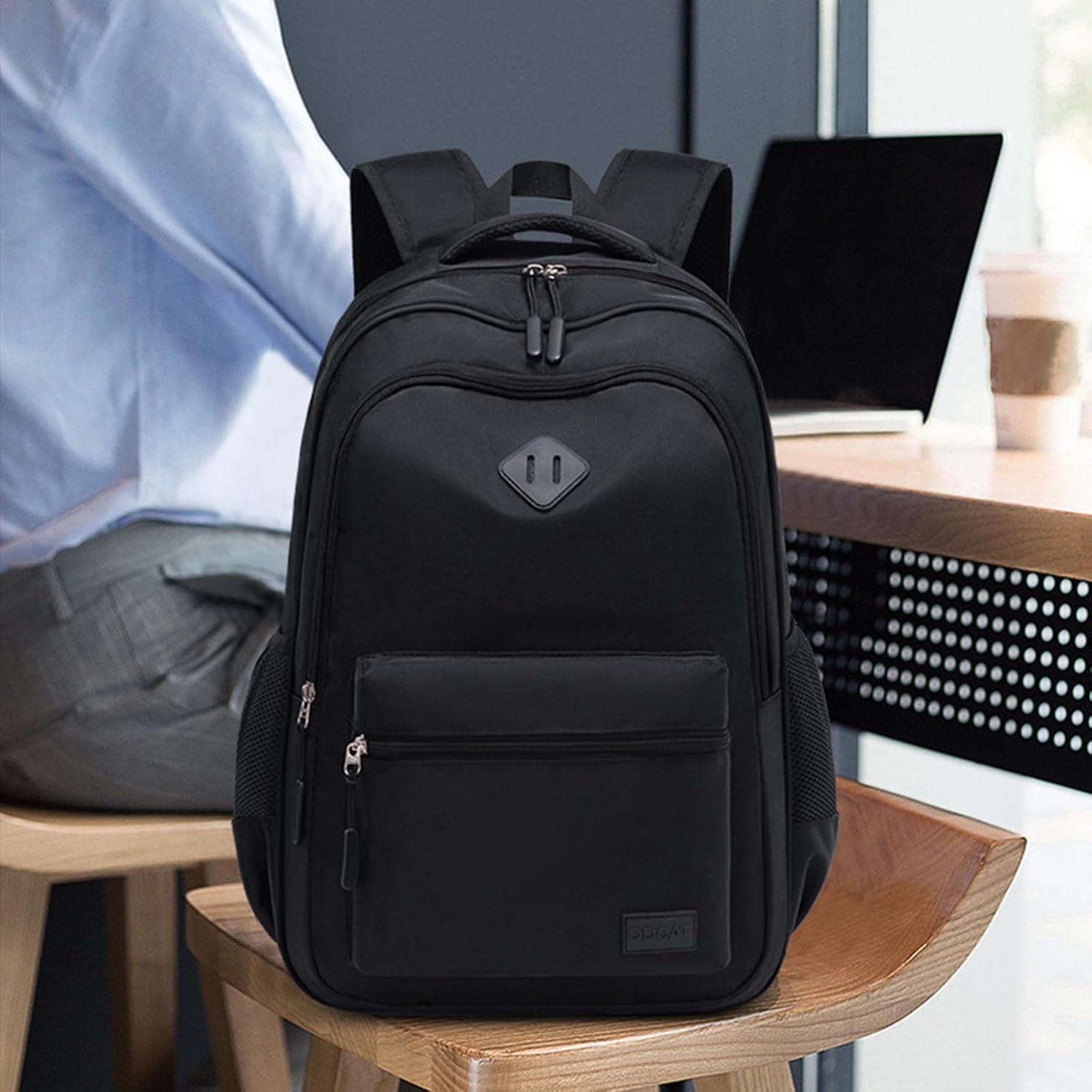 USB Port Black Backpack WaterResistant Bookbag With 8 Compartments Large Capacity Travel Laptop Backpack Travel (A1)