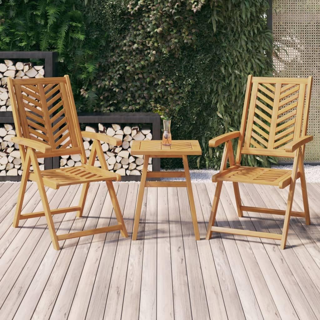 Reclining Patio Chairs 2 pcs Solid Wood Acacia Lawn Chairs