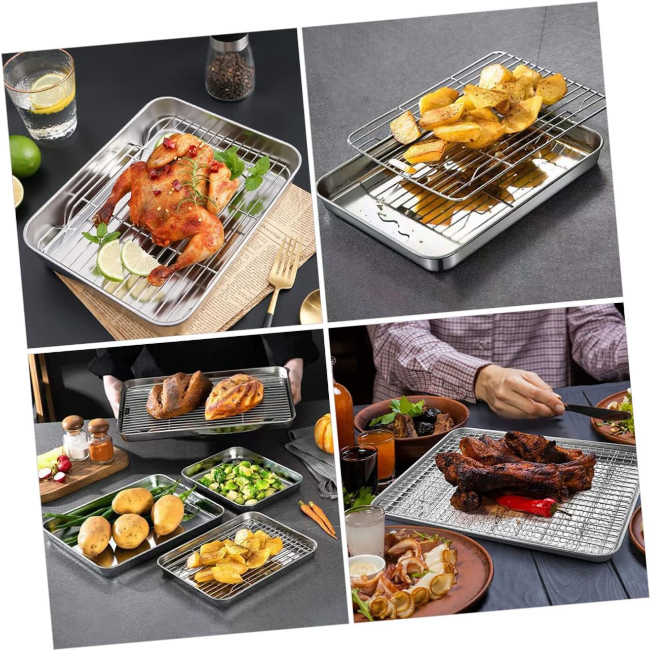 1set Multi-function Baking Tray Cooling Rack for Kitchen and Camping Use Easy to Clean for Baking and Cooking Breaded Dishes
