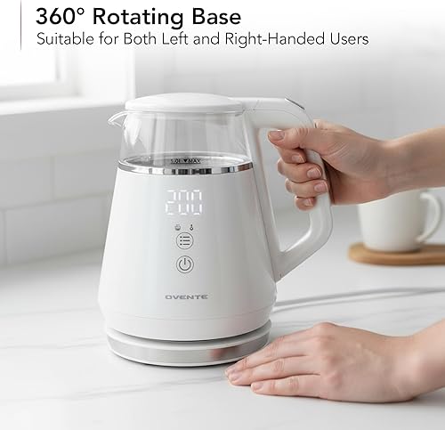Miniatura 7 de OVENTE Hervidor eléctrico pequeño de 1 L con 5 preajustes de temperatura, pantalla digital, 5 horas de mantenimiento del calor, apagado automático,