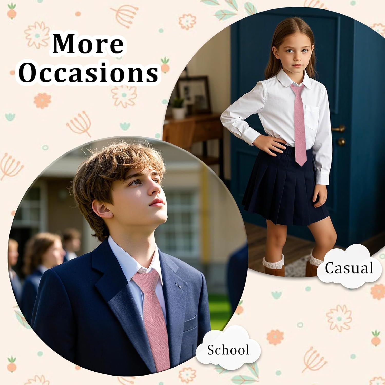 Boys Tie Self-tied Cotton Ties for Boys, Solid Color Kids Tie for School Uniforms Graduations Parties Daily Wear - Image 6