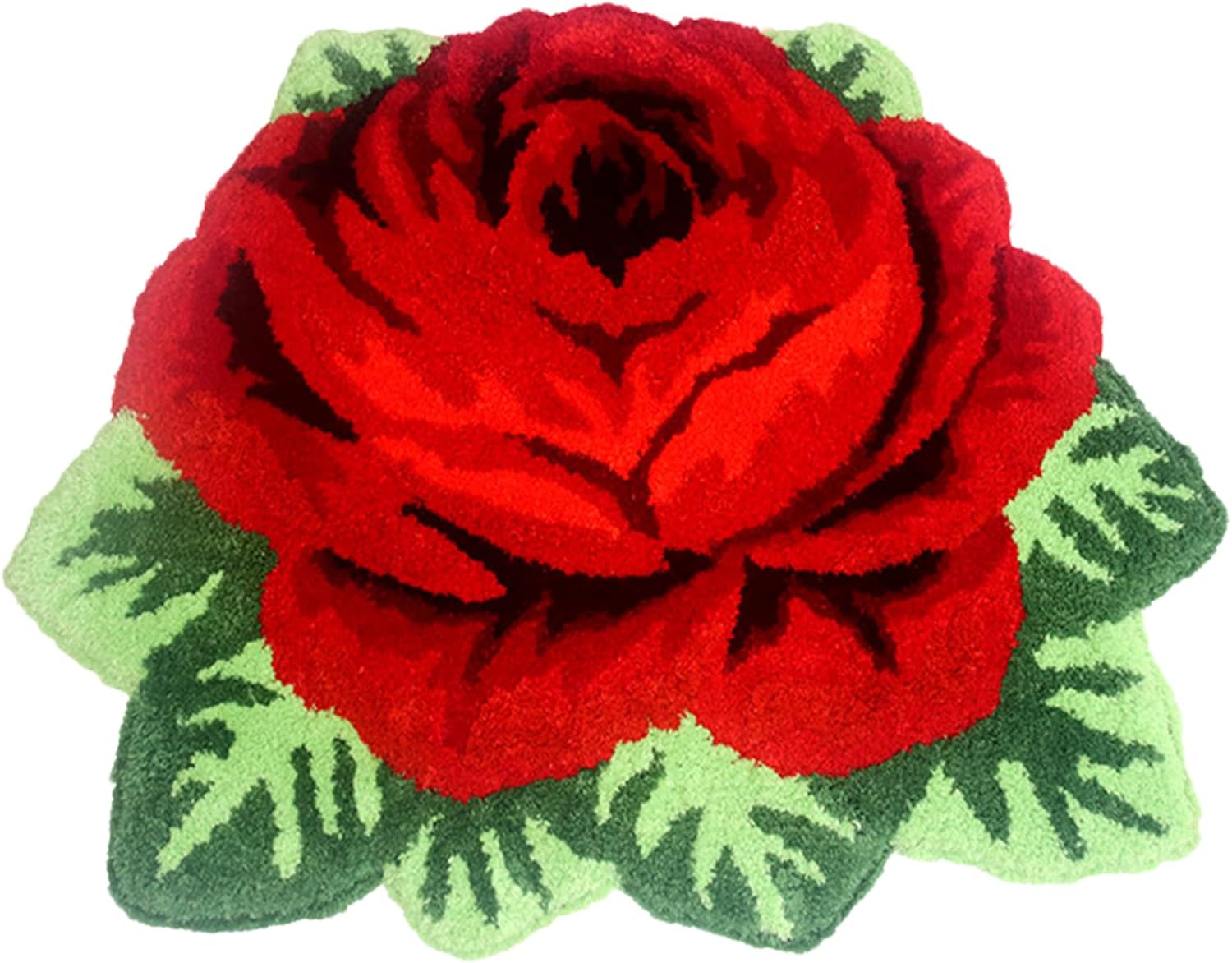 ABREEZE Rose Rug Red Shaggy Rug Soft Plush Carpet Farmhouse Home Decor Bathmat