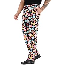 Unisex Printed 100% Cotton Men Women Chef Pants Trouser with Draw String for Food Service, Bakers and Culinary Professional
