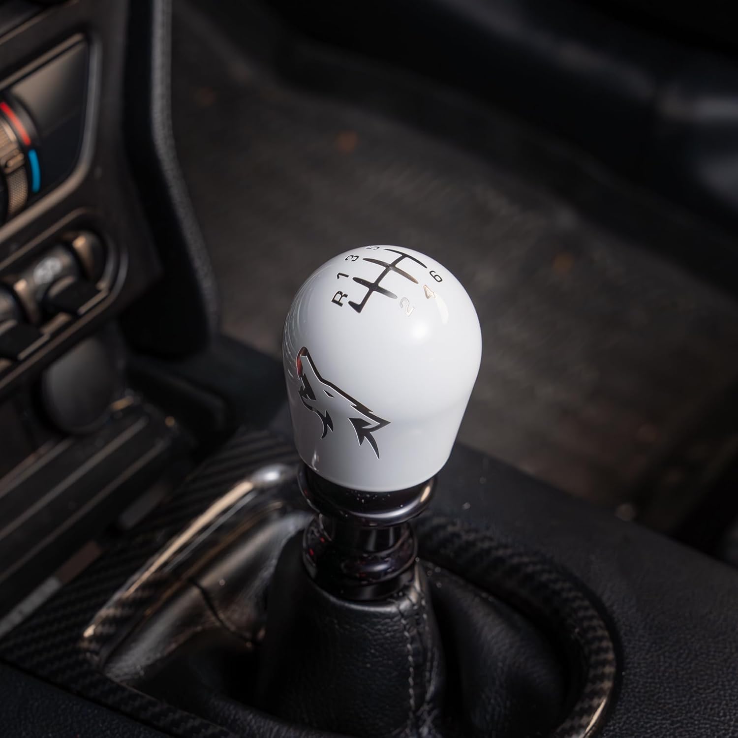 Billetworkz Weighted Coyote Shift Knob for Manual Ford Mustang (2015-25), Gloss White