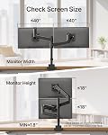 MonTEK 17-57 Inch Dual Ultrawide Moniteur Bras pour Jusqu'à 59.4lbs Écran, Support de moniteur réglable en aluminium à ressort à gaz lourd et incliné verticalement,75/100mm Mont Vesa, noir