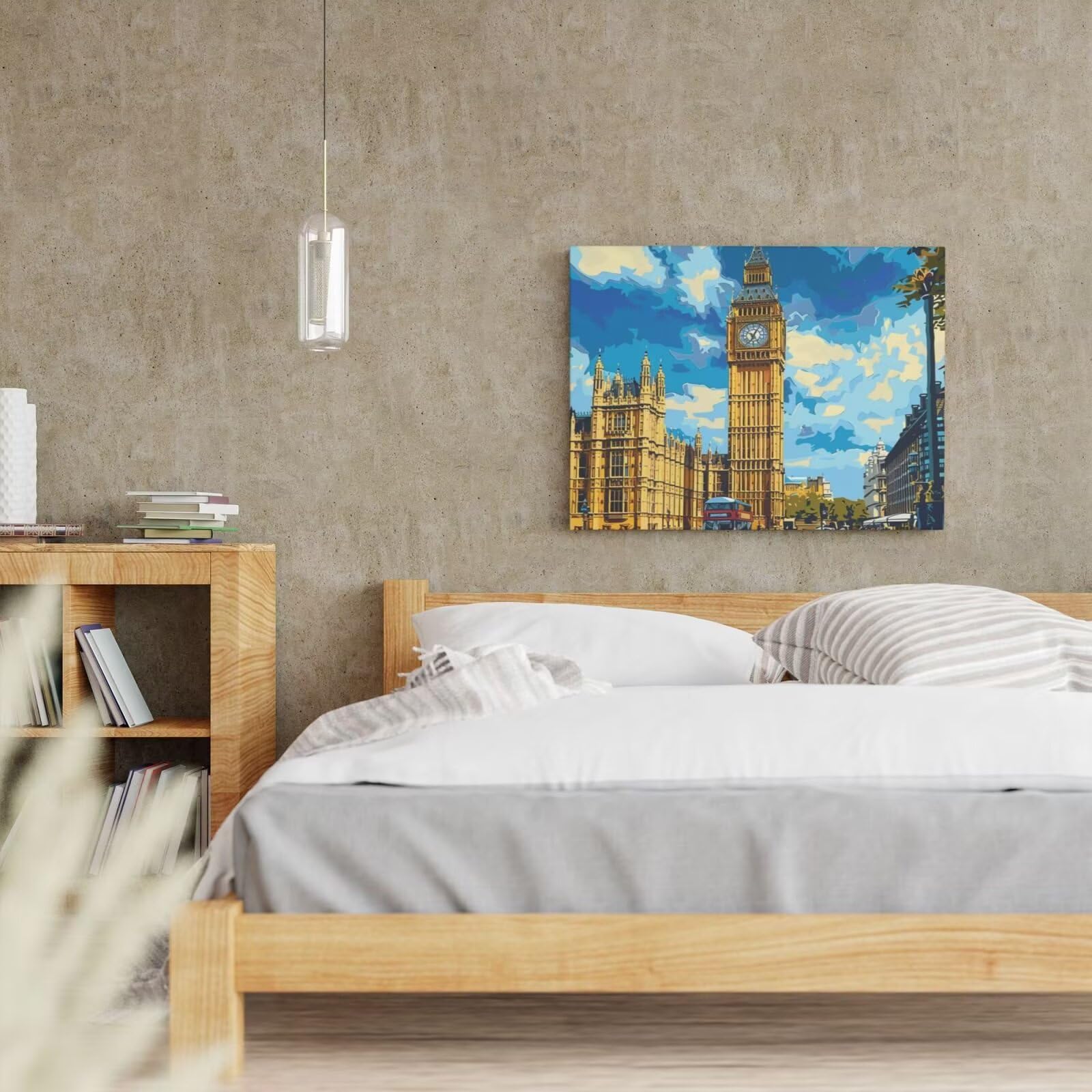 Kit per pittura con numeri per adulti, pittura stradale con numeri per principianti, pittura acrilica con 6 pennelli, pittura ad olio per decorazione da parete (90 x 65 cm, senza cornice) MK77