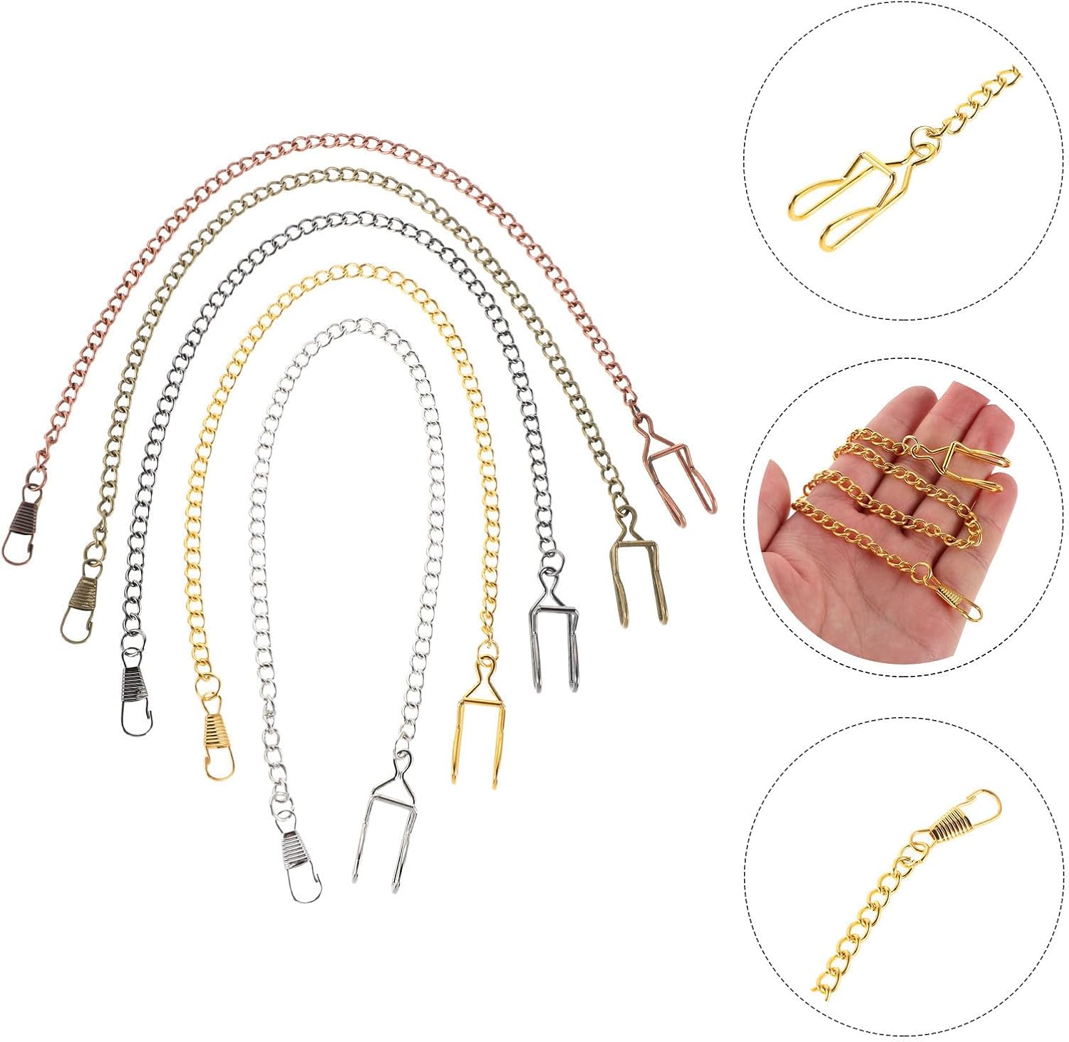 5pcs Vintage Alloy Pocket Watch Chain for Men and Vests