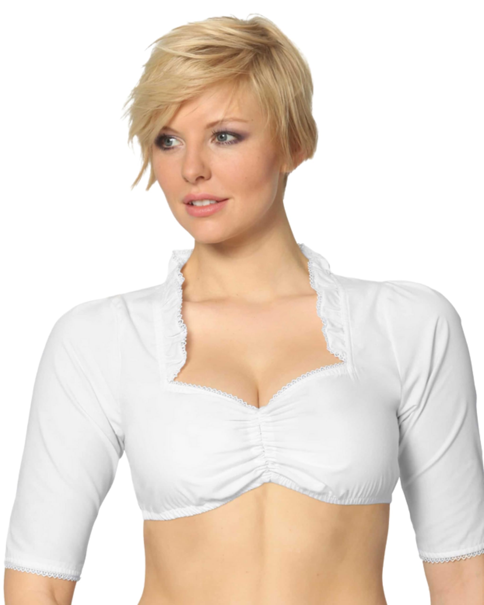 Stockerpoint Dirndlbluse Clara Weiss Größe 34 – Regular Fit