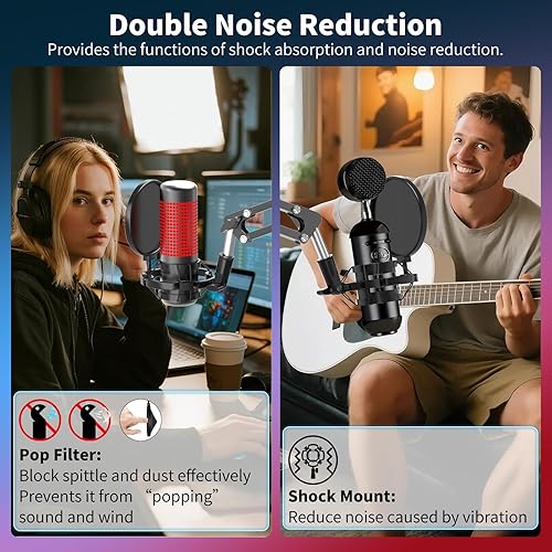 Miniatura 5 de Soporte de choque de micrófono con filtro pop, soporte universal para micrófono antivibración para micrófono de condensador de estudio de 42  1.811