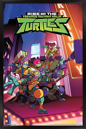 Rise Of The Teenage Mutant Ninja Turtles - Group Wall Poster, 34L" x 22.4W", Black Framed Version