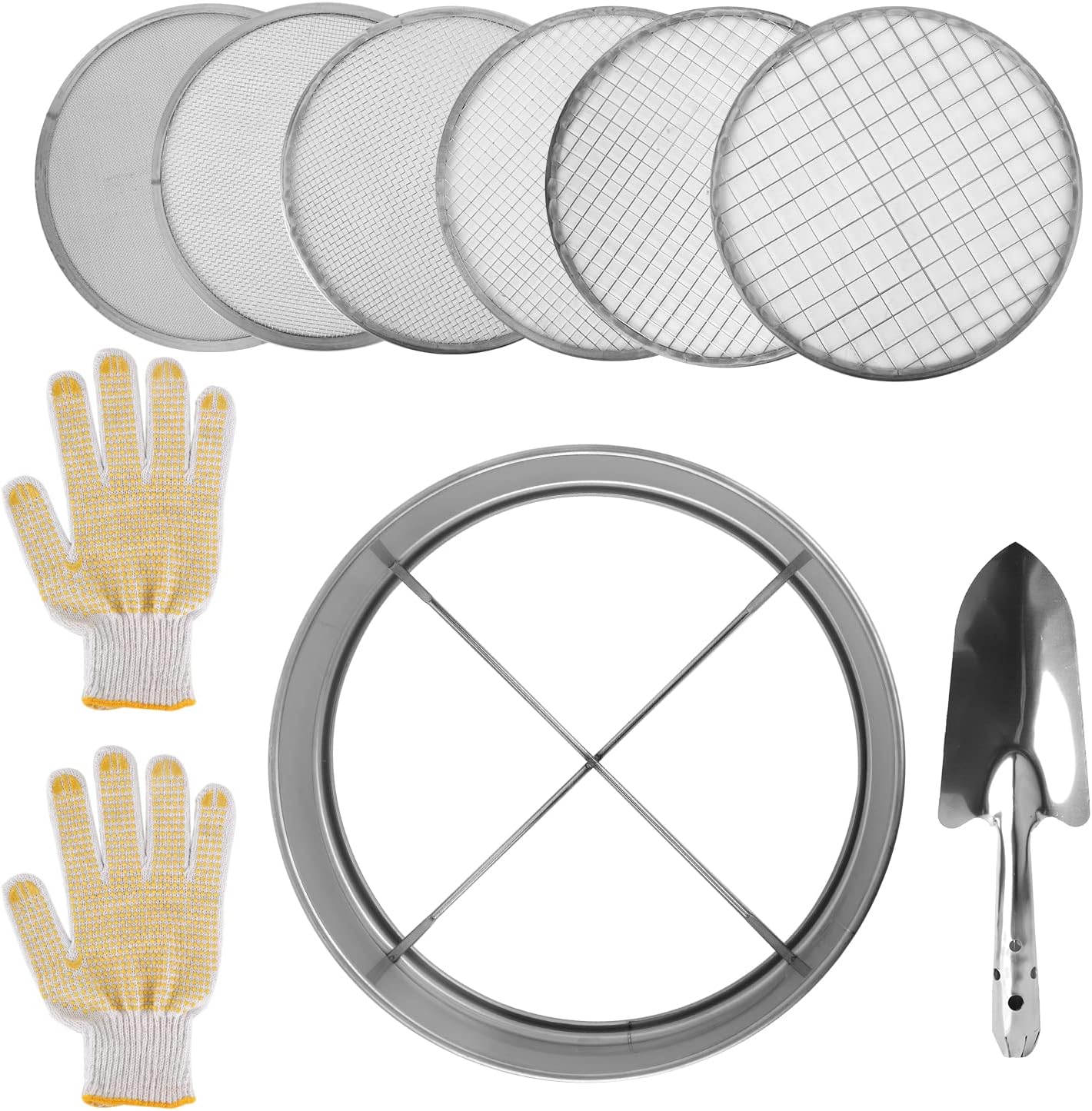 Tamis à Terre De Jardin Avec Poignée Bois - Acier Inoxydable - Plusieurs Mailles Disponibles (ex: 3,8 Mm) - Pour Tamiser Compost, Sable, Terreau