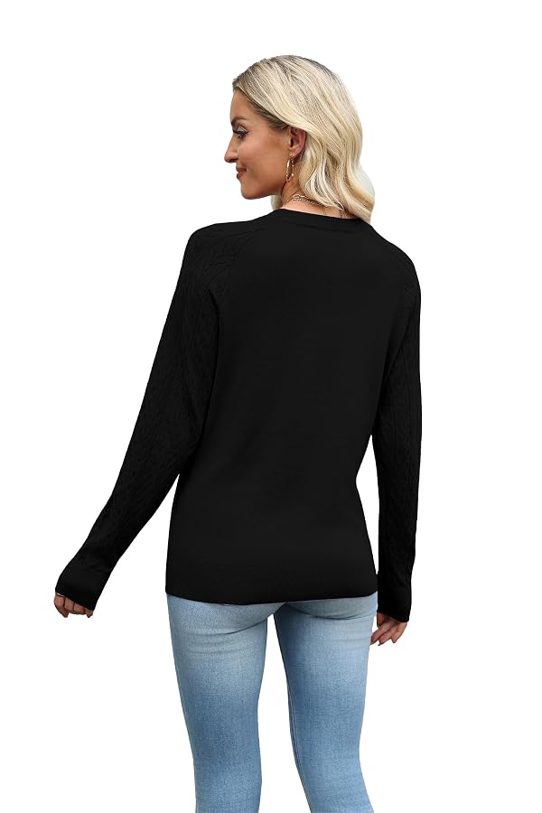 WIHOLL Lightweight Sweaters for Women Cozy Crew Neck Casual Knit Long Sleeve Pullover Tops Winter Clothes Fall Fashion Outfits 2026 Black L by WIHOLL - Used condition - Image 5