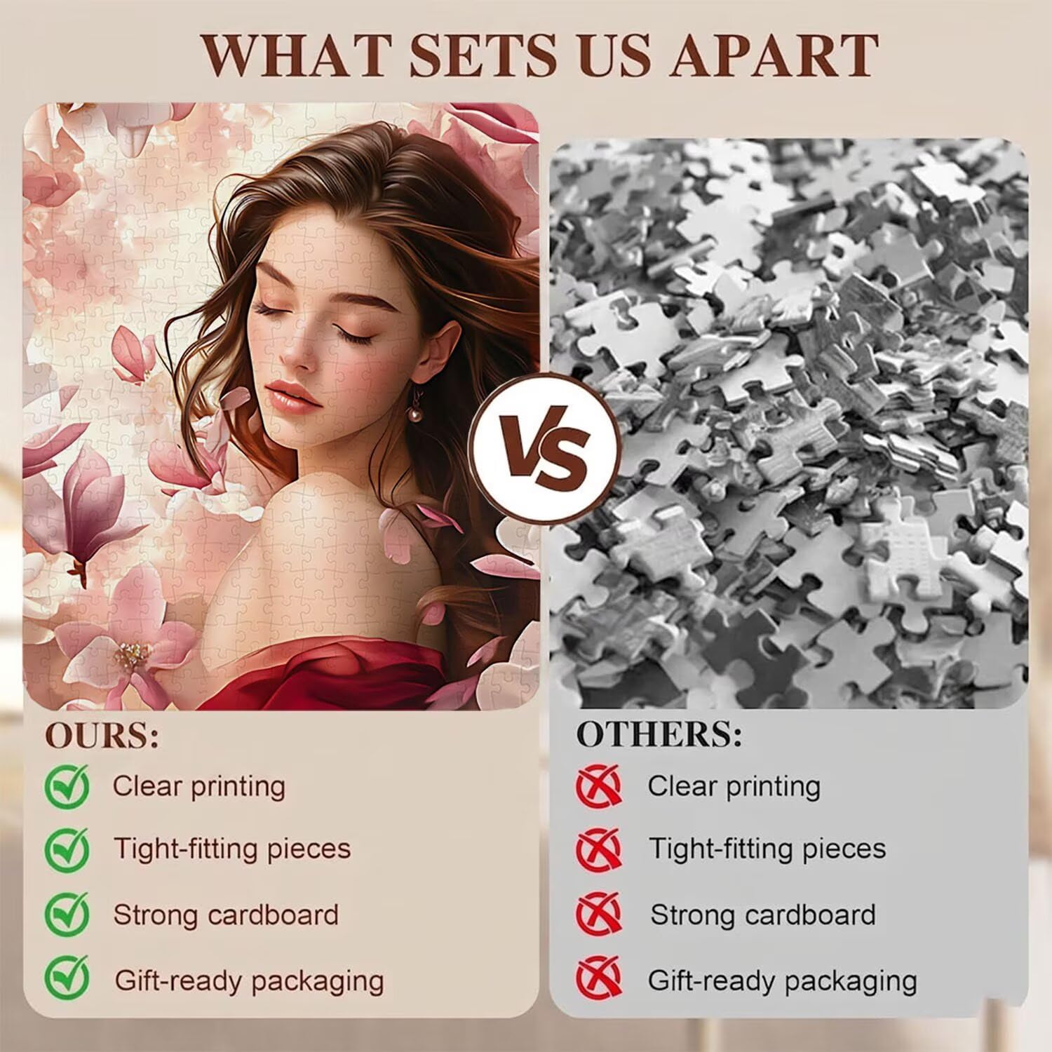 donna fiore Puzzle 1500 Pezzi per Adulti, Puzzle in Legno - Collezione Classica con Poster Incluso - Sfida di Concentrazione e Passatempo Antistress, Gioco Educativo per Famiglia, 87 x 57 cm f0-818