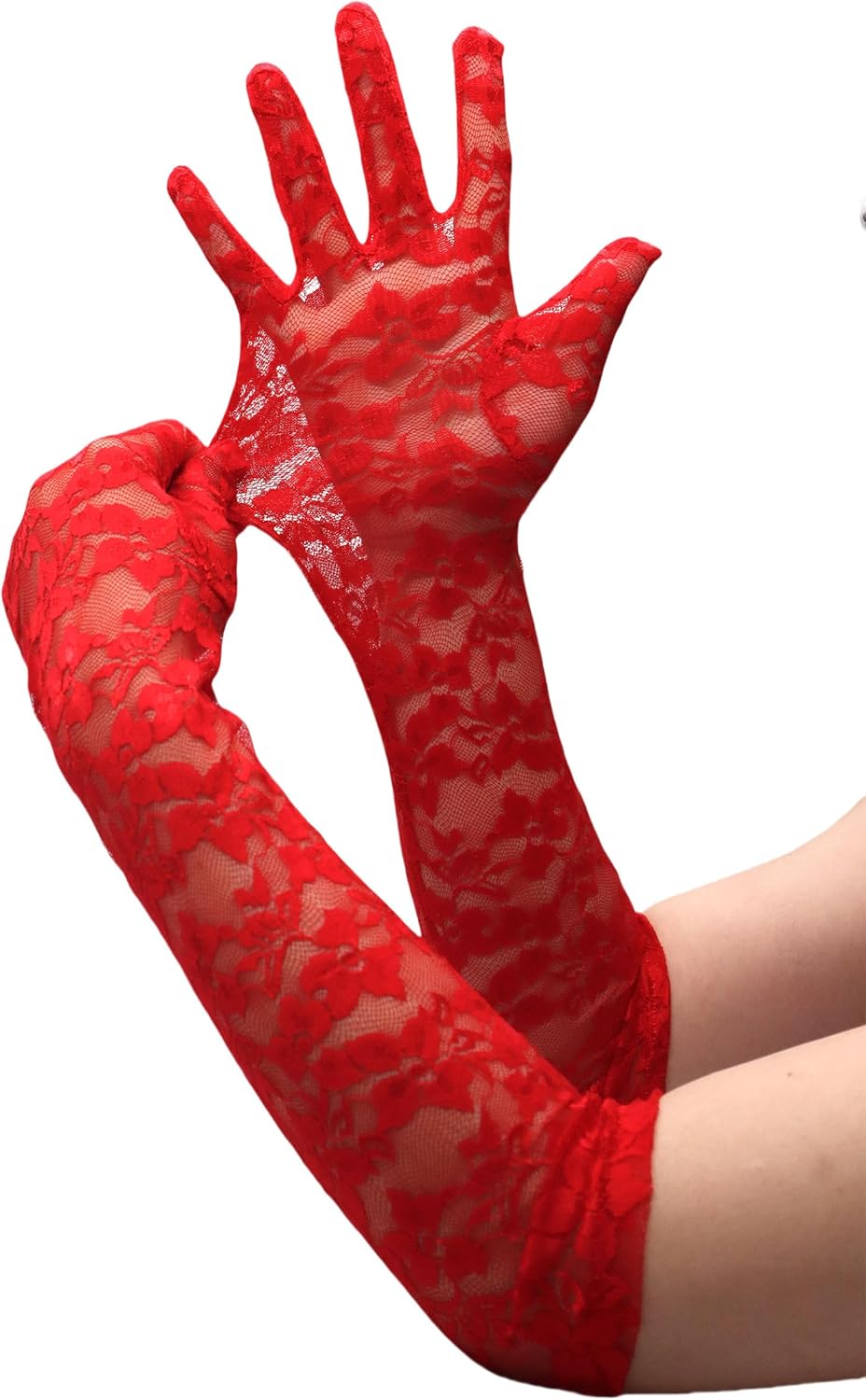 ATHX Lace Opera Tea Party Gloves for Women 19" Length Elegant Floral Bridal Wedding Prom Long Gloves Costume Accessories - Image 3