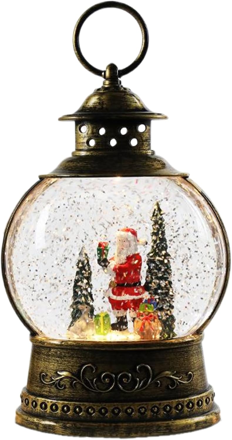 Gcroet Christmas Snow Globes Light Up Santa Snow Globe with Handle & Music Battery/USB Powered Christmas Music Box for Home, Party, Gifts