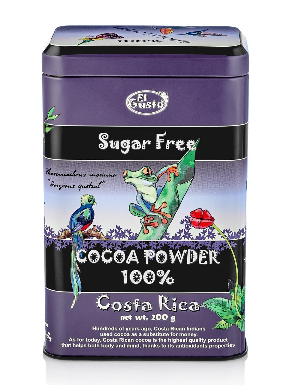 El Gusto Cacao 100% – Czyste Kakao w Proszku z Kostaryki – 100% Naturalne i Bez Dodatku Cukru – 250g