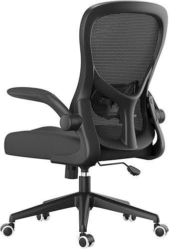 Miniatura 3 de Hbada - Silla de oficina ergonómica, silla de escritorio con ruedas silenciosas de poliuretano, silla de computadora de malla transpirable con Negro