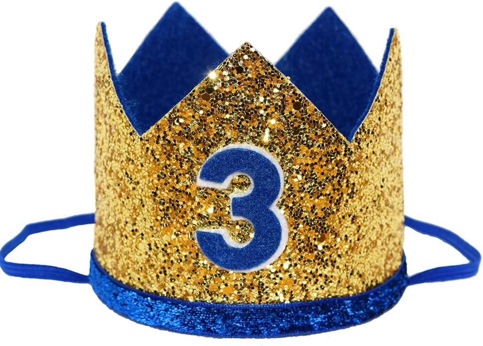 Shiny 2nd 3rd Birthday Crown Baby Boy Prince Headband Party Supplies