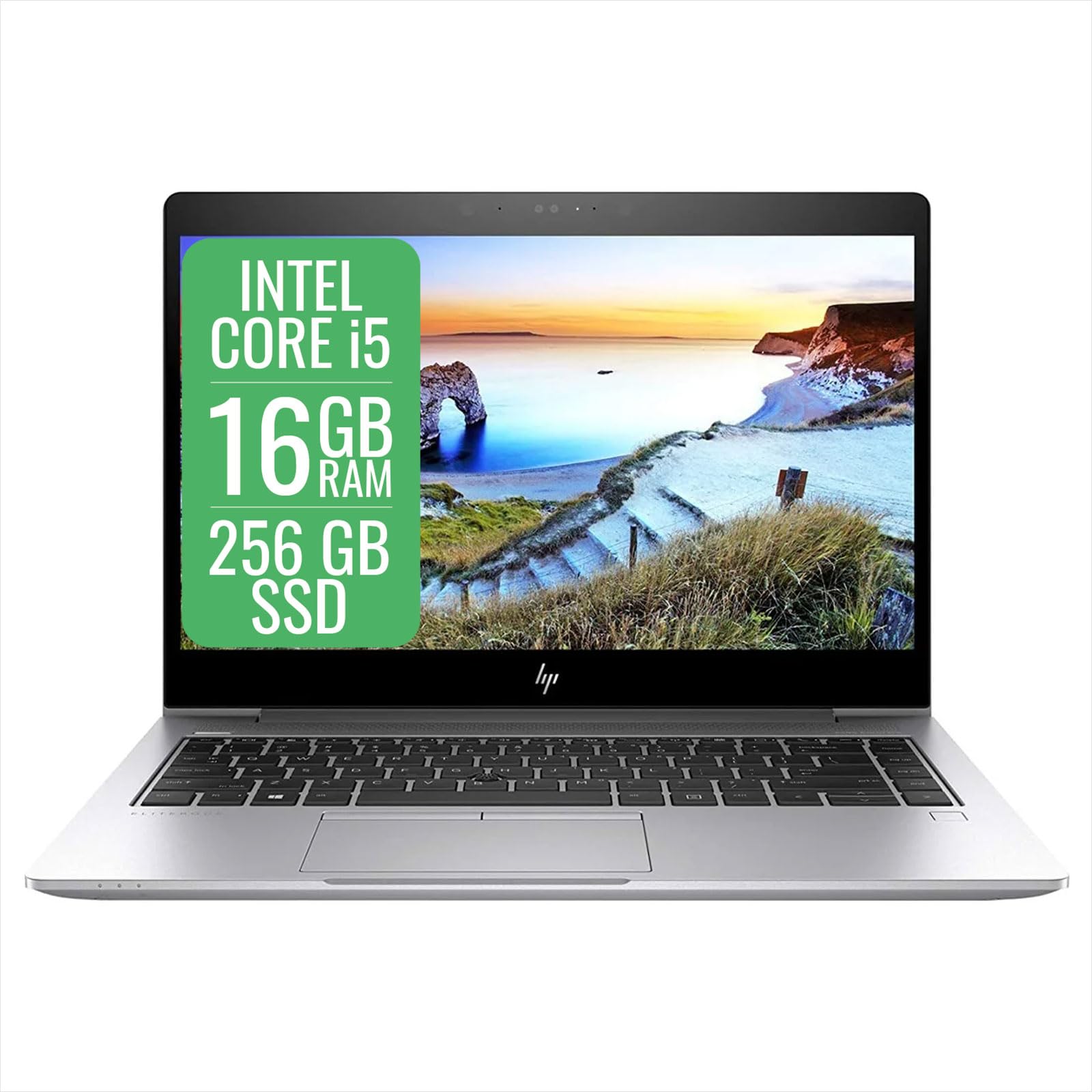il portatile hp elitebook con processore intel core i5 ottavo genereazione, 16 gb di ram e ssd da 256 gb, schermo da 13.3 pollici, connessione wifi e bluetooth, webcam, sistema operativo windows 11 pro e ufficio libre