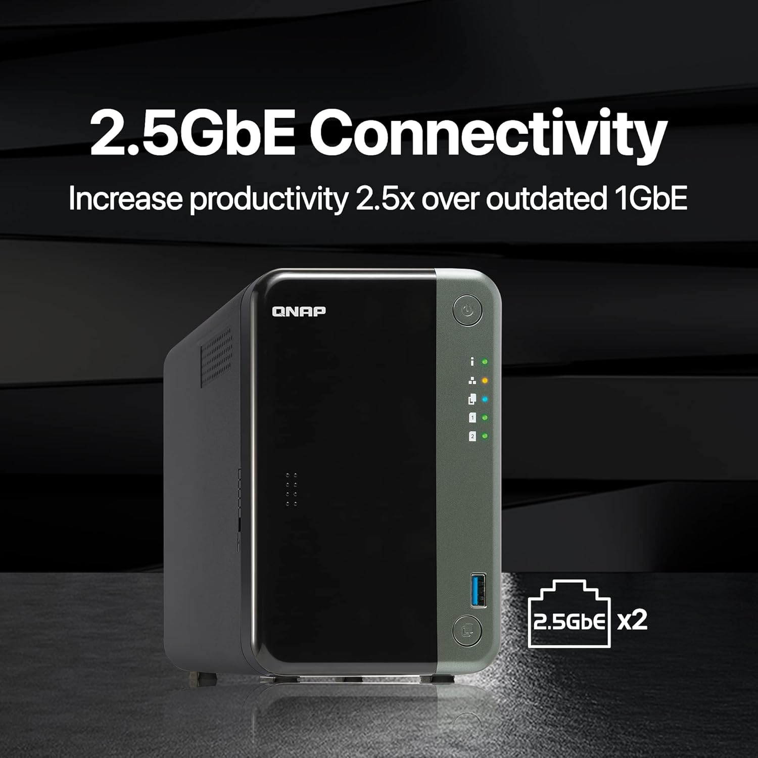 QNAP TS-253D-4G 2 Bay NAS for Professionals with Intel® Celeron® J4125 CPU and Two 2.5GbE Ports