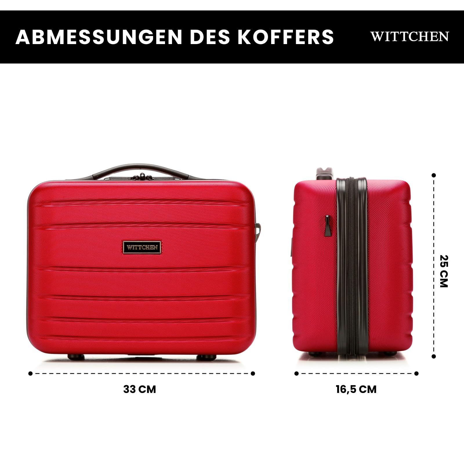 WITTCHEN Globe Line Kosmetikkoffer Reisekoffer Handgepäck Kabinenkoffer Hartschale aus ABS Zahlenschloss | 25 x 33 x 16,5 cm | Rot Lufthansa/Eurowings/Ryanair/Condor/Discover Airlines