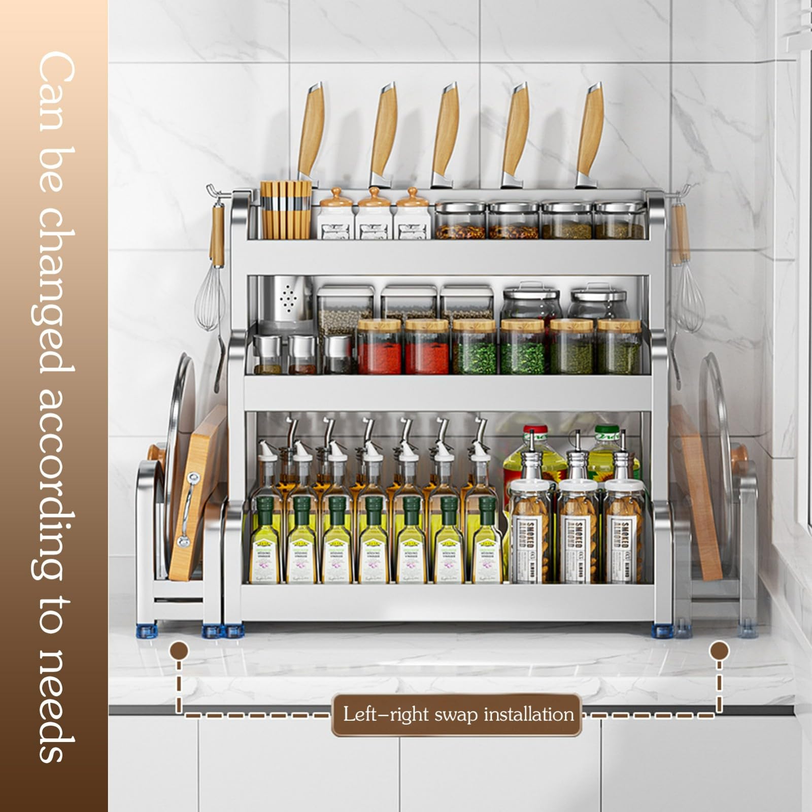 Abtropfgestell mit 2 Ebenen, verstellbar, Edelstahl, multifunktional, Ständer für Gewürze, Messer und Schneidebretter, Schrank, Sto Solut, 2 Stück
