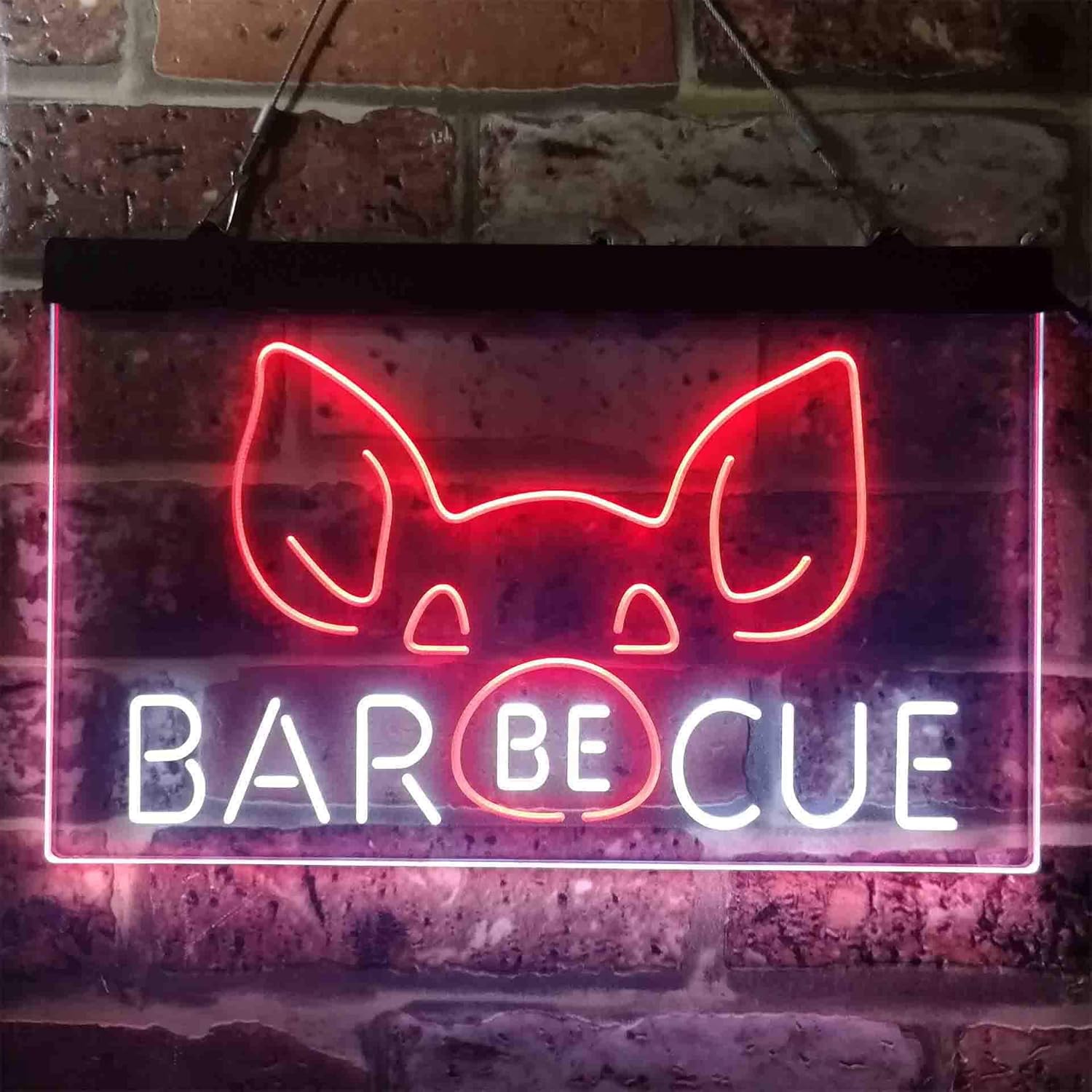 ADVPRO BBQ Pig Nose Funny Garden Display Dual Color LED Neon Sign White & Red 16 x 12 Inches st6s43-i3907-wr