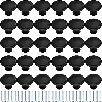 Lot De 10 Boutons Ronds Plats Cosmas Pour Meubles - Noir - Diamètre 3,8 Cm